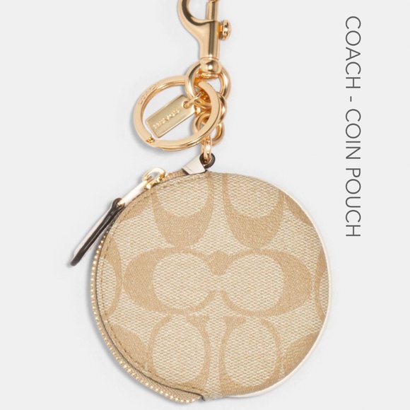 Coach Coin Pouch Bag Charm - Signature Canvas - Picture 1 of 3